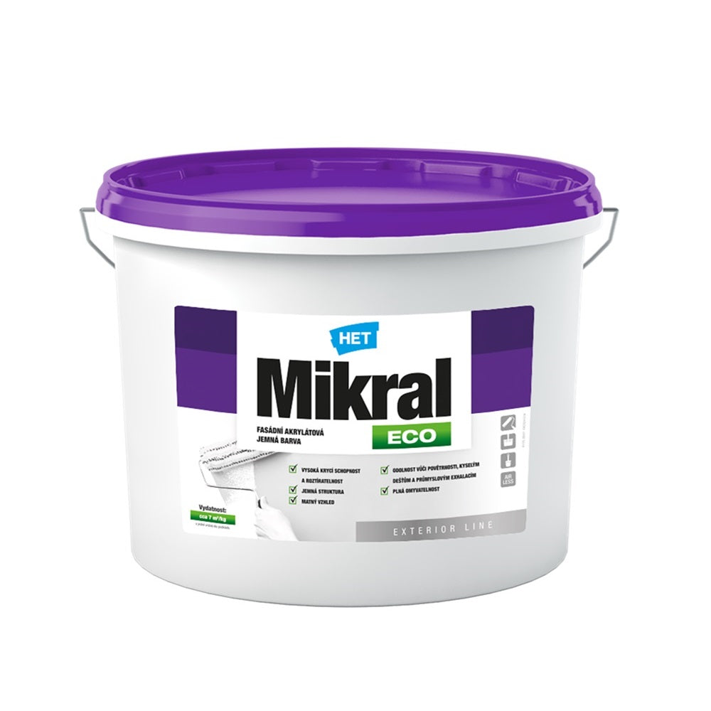 HET Mikral ECO biela umývateľná akrylátová fasádna farba 5 kg