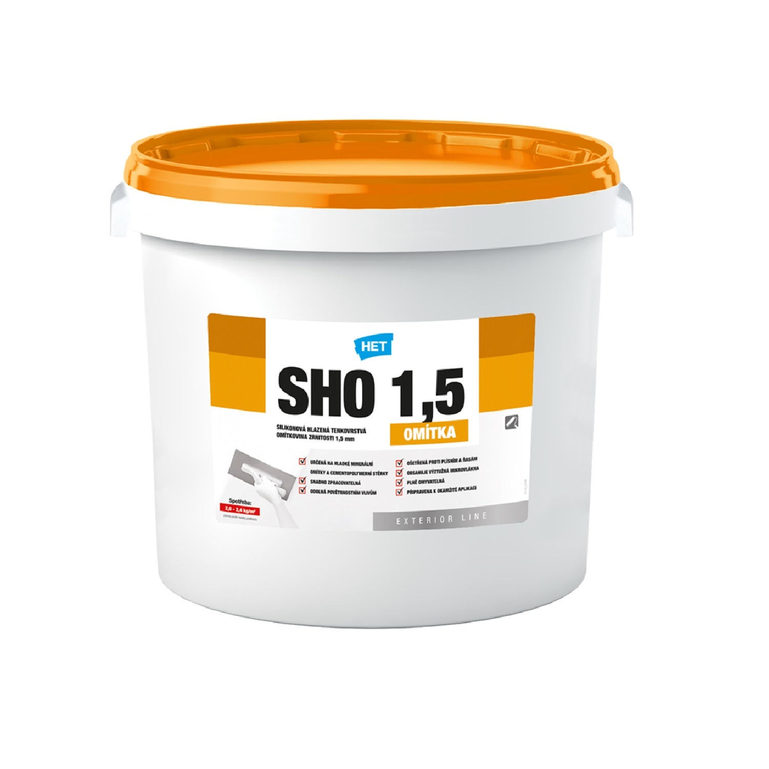 HET SHO ECO umývateľná silikónová hladená fasádna omietka 1,5 25 kg