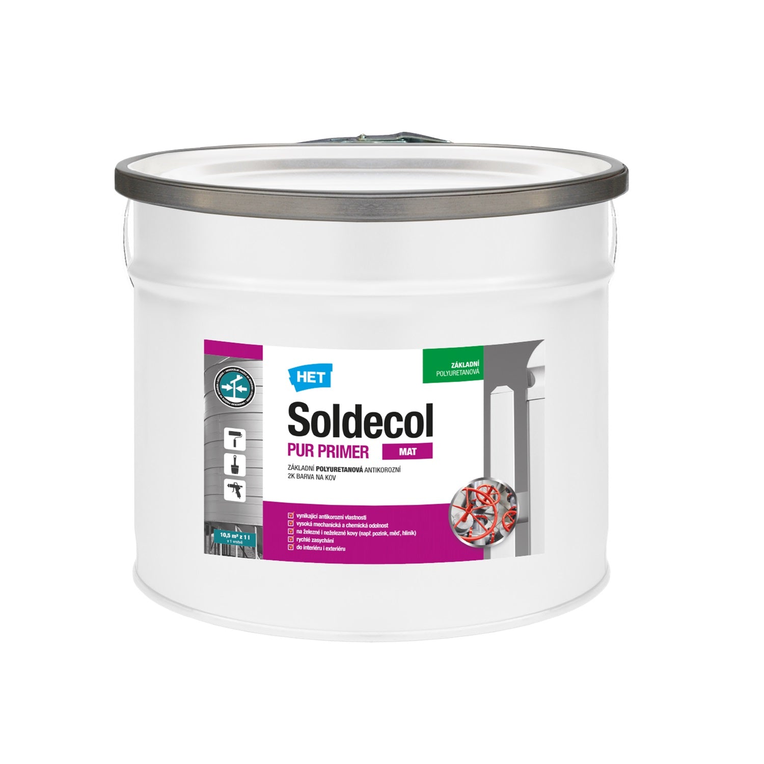 HET SOLDECOL PUR PRIMER Základná polyuteránová antikorózna 2k farba na kov 2,5 l