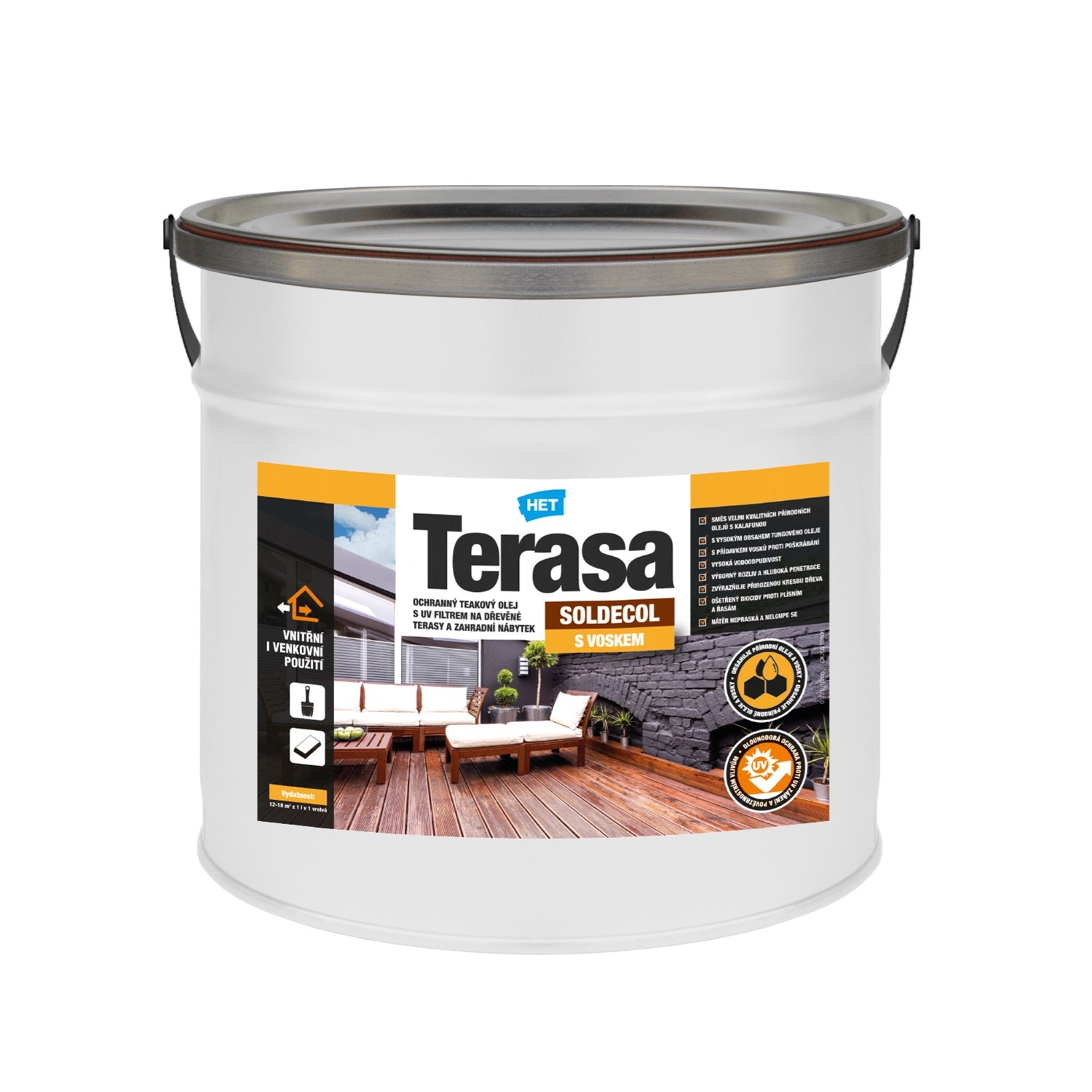 HET SOLDECOL Terasa teakový voskový olej na záhradný nábytok a terasové dosky 2,5 l