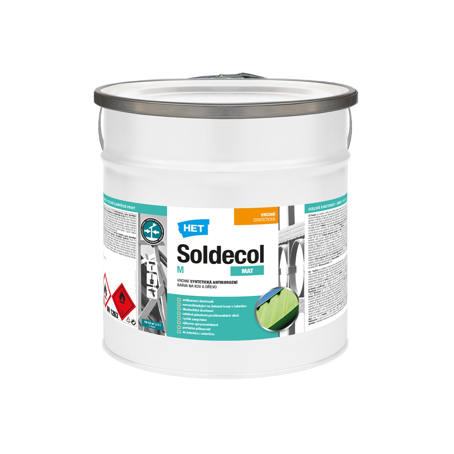 HET Soldecol M syntetická antikorózna rýchloschnúca farba na kov a drevo 5 l