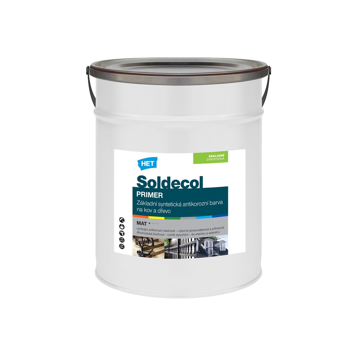 HET Soldecol PRIMER rýchloschnúca základná antikorózna farba na kov a drevo 7 l