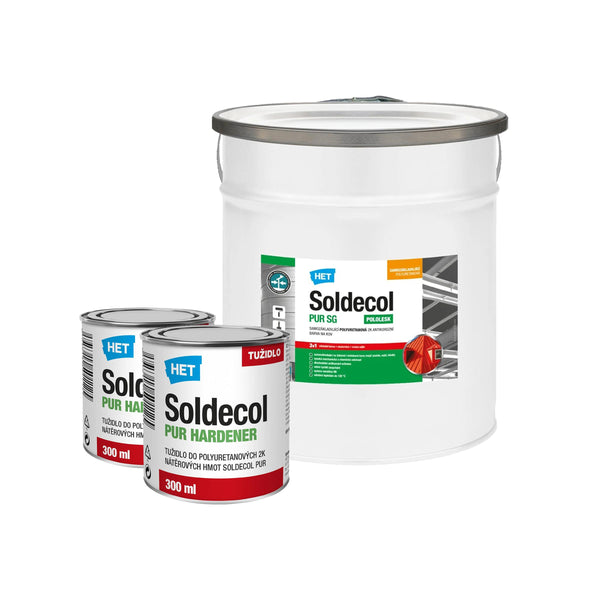 HET SOLDECOL PUR SG - 3v1 Samozakladajúca polyuretánová pololesklá 2K antikorózna farba na kov a tužidlo - 5,6 l (5 l + 2 x 300 ml tužidlo)