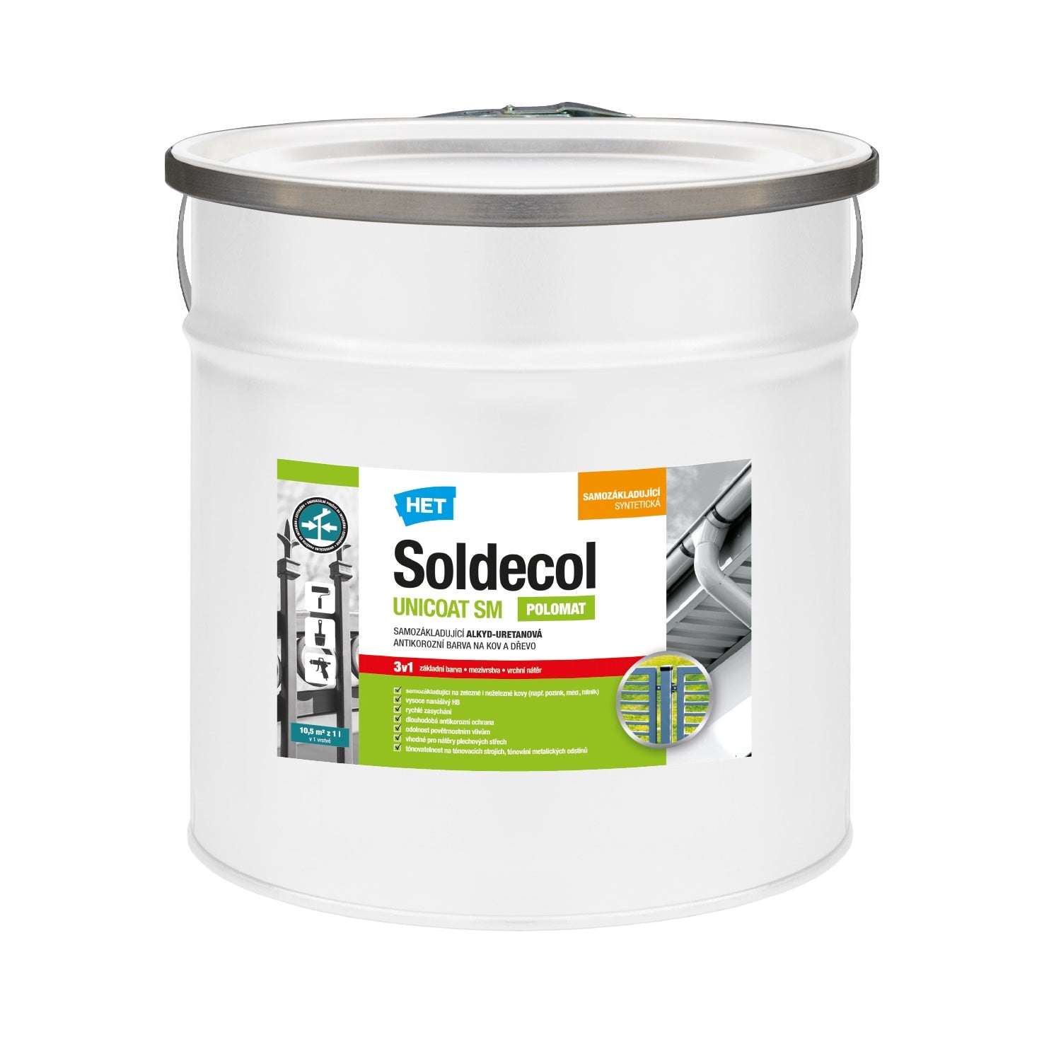 HET Soldecol UNICOAT SM 3v1 polomatná antikorózna farba na kov a drevo 2,5 l