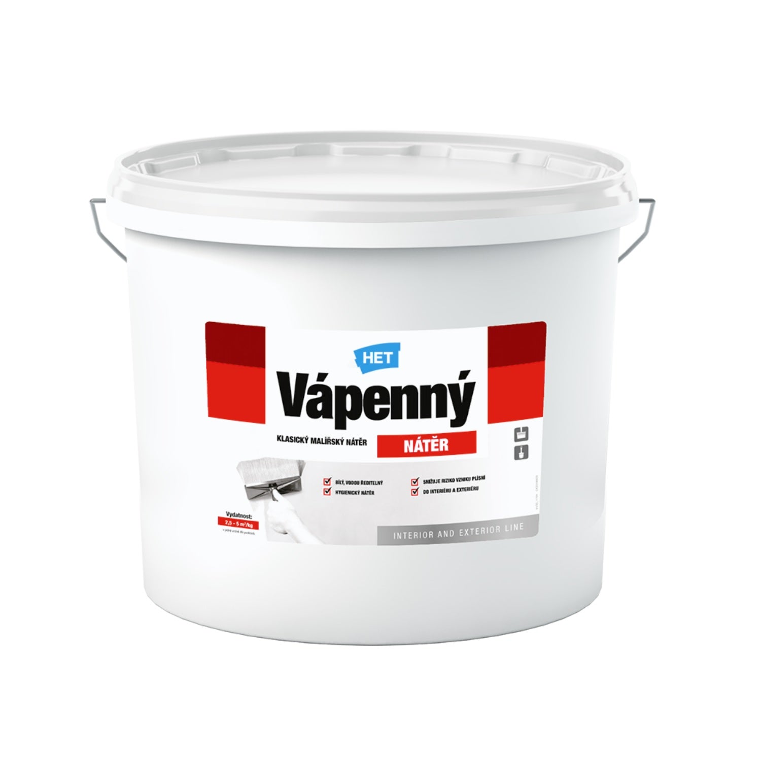 HET Vápenný NÁTER biely klasický vápenný maliarsky náter na stenu 35 kg