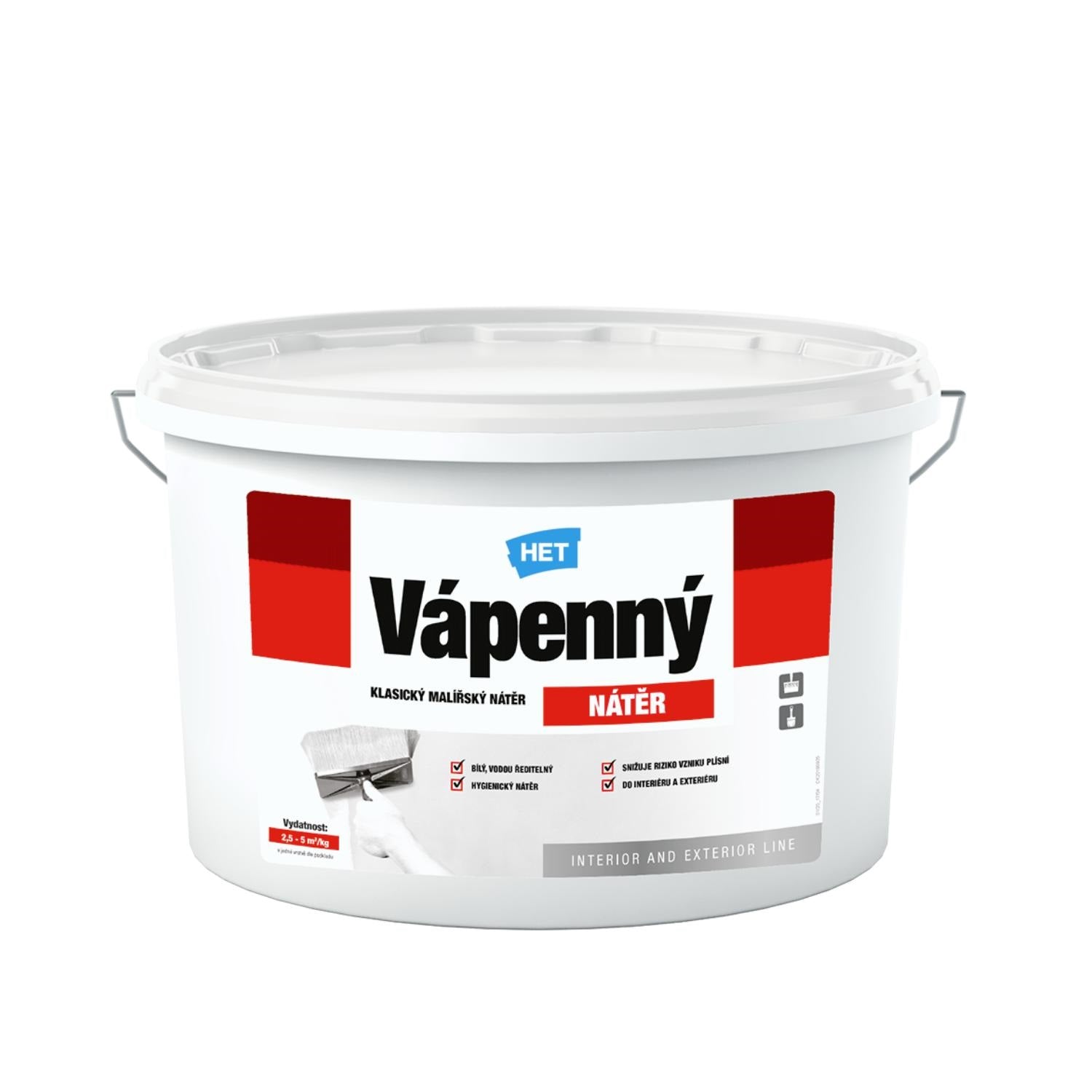 HET Vápenný NÁTER biely klasický vápenný maliarsky náter na stenu 6 kg