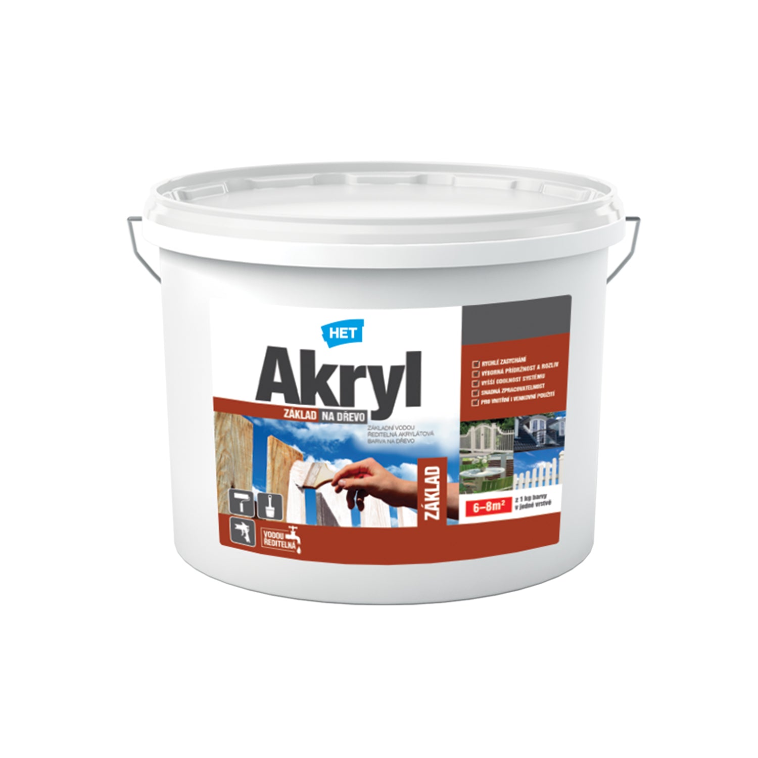 HET Akryl ZÁKLAD NA DREVO biela vodou riediteľná základná farba na drevo 3 kg