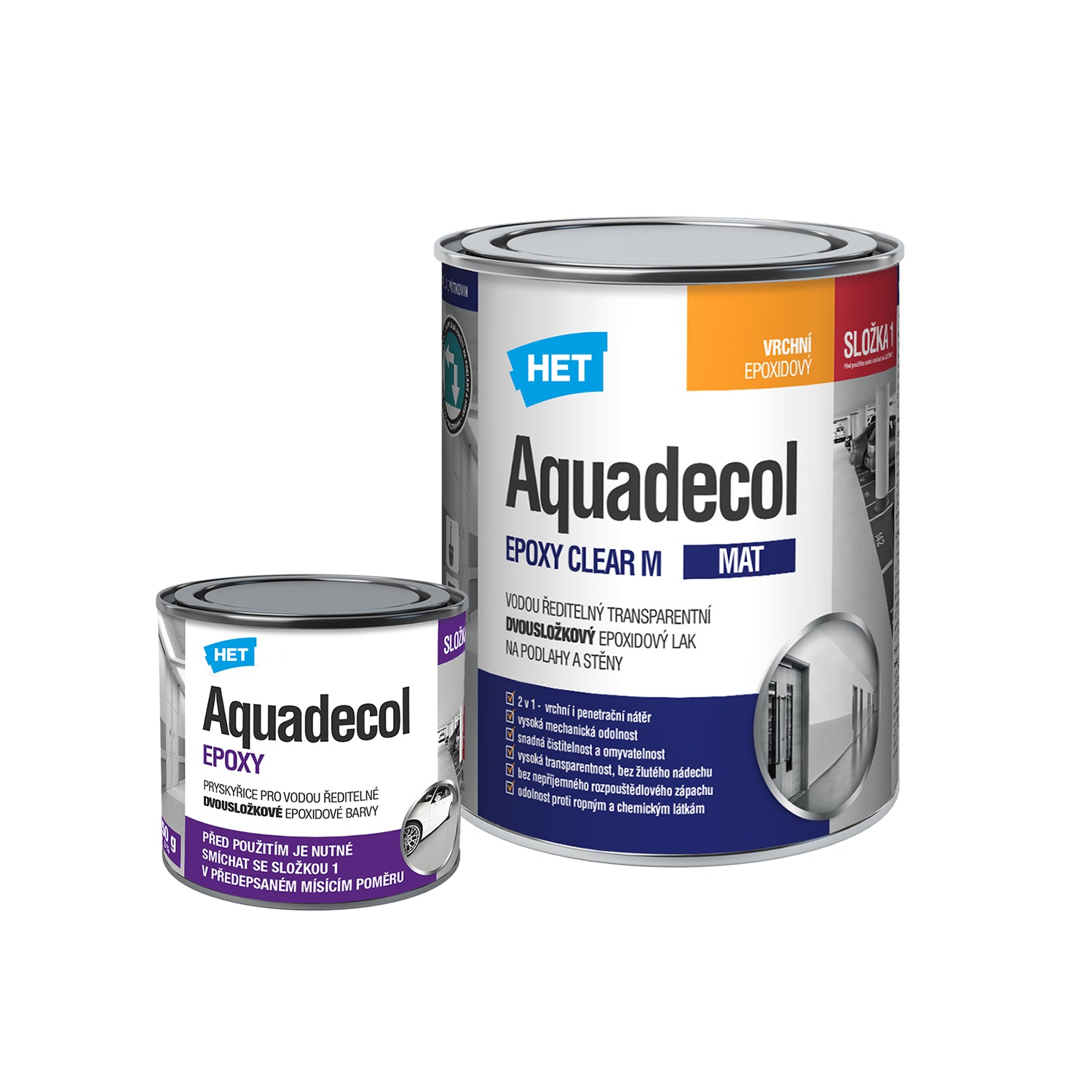 HET Aquadecol EPOXY CLEAR M 2K epoxidový lak na podlahy a steny - 0.8 kg (0.65 kg lak + 0.15 kg tvrdidlo