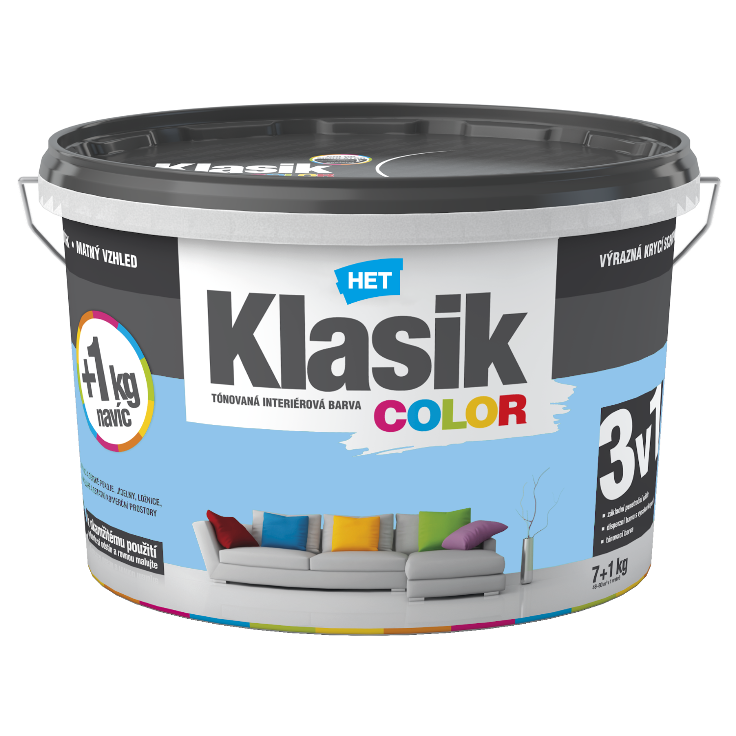 HET Klasik COLOR tónovaná interiérová akrylátová disperzná farba na stenu