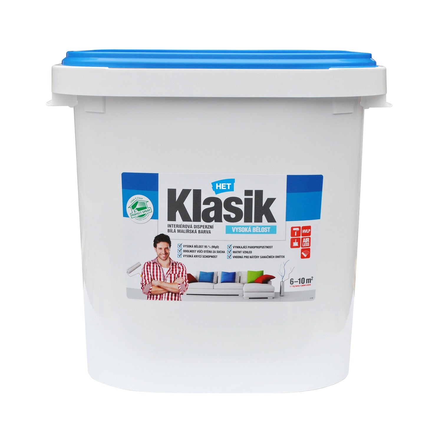 HET Klasik biela interiérová maliarska akrylátová farba na stenu 40 kg