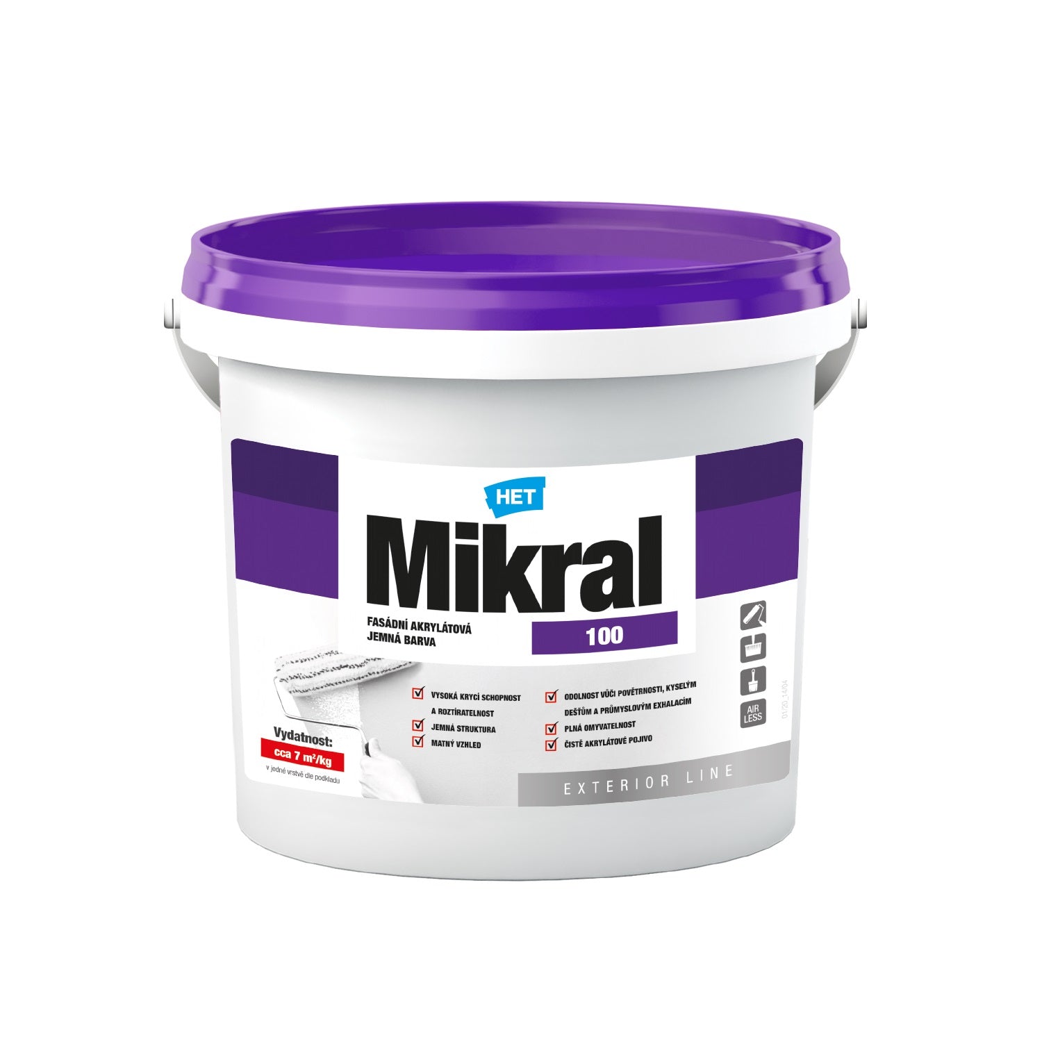 HET Mikral 100 biela umývateľná fasádna akrylátová farba 1 kg