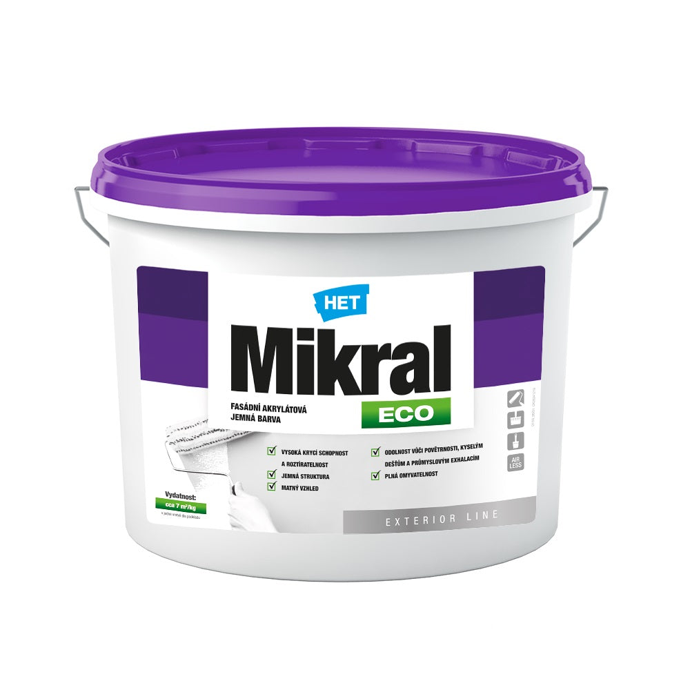 HET Mikral ECO biela umývateľná akrylátová fasádna farba 12 kg