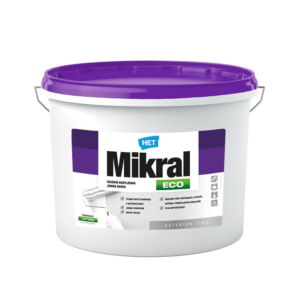 HET Mikral ECO biela umývateľná akrylátová fasádna farba 20 kg