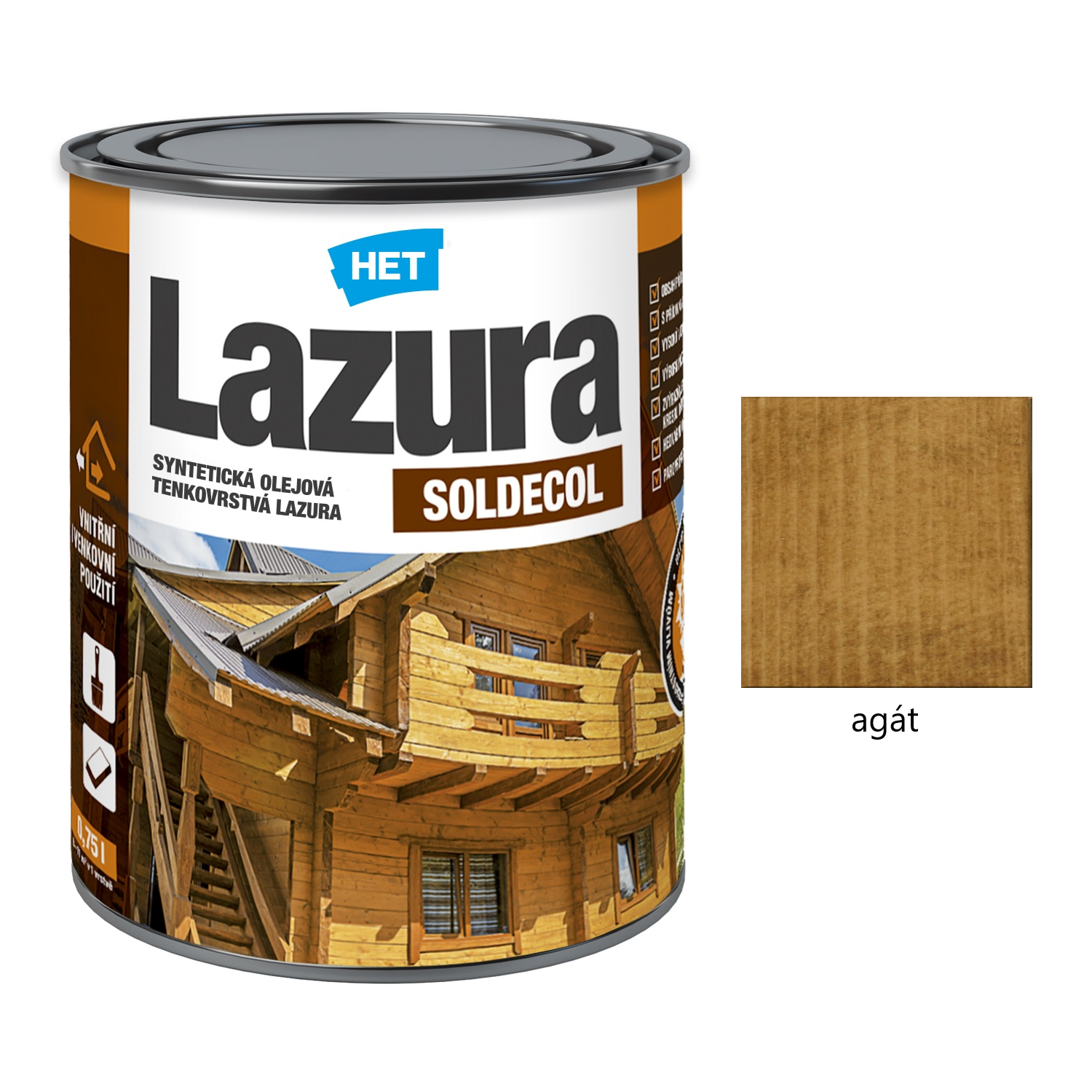 HET SOLDECOL Lazúra syntetická olejová tenkovrstvová lazúra na drevo - agát 22