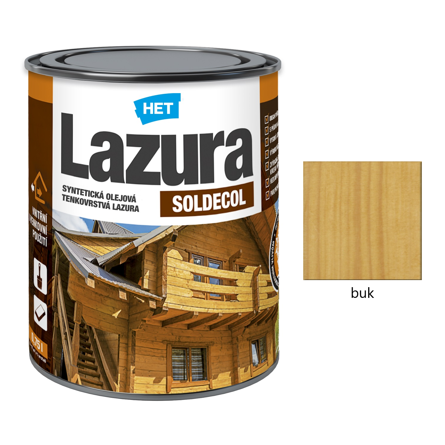 HET SOLDECOL Lazúra syntetická olejová tenkovrstvová lazúra na drevo - buk 20