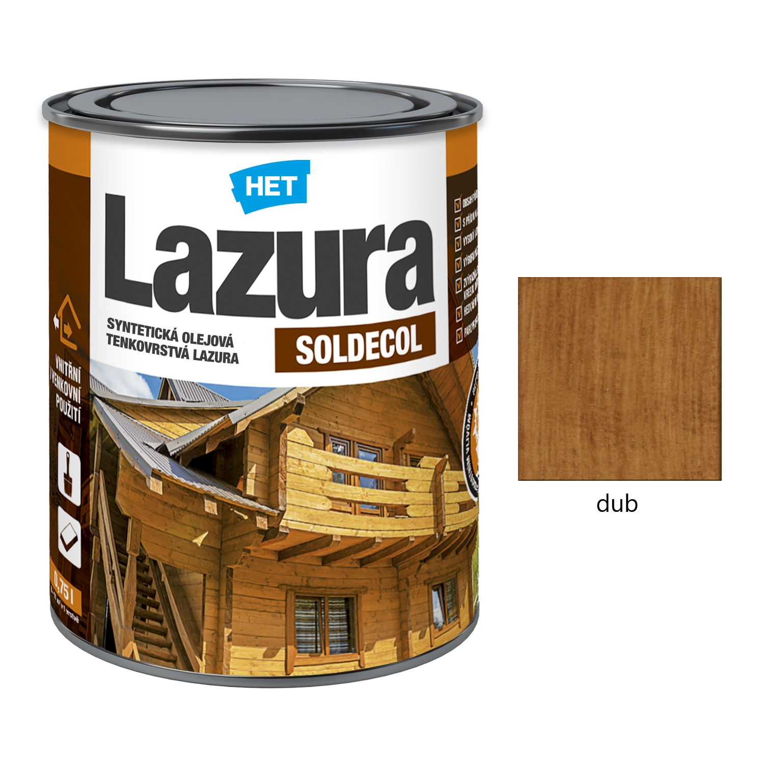 HET SOLDECOL Lazúra syntetická olejová tenkovrstvová lazúra na drevo - dub 26