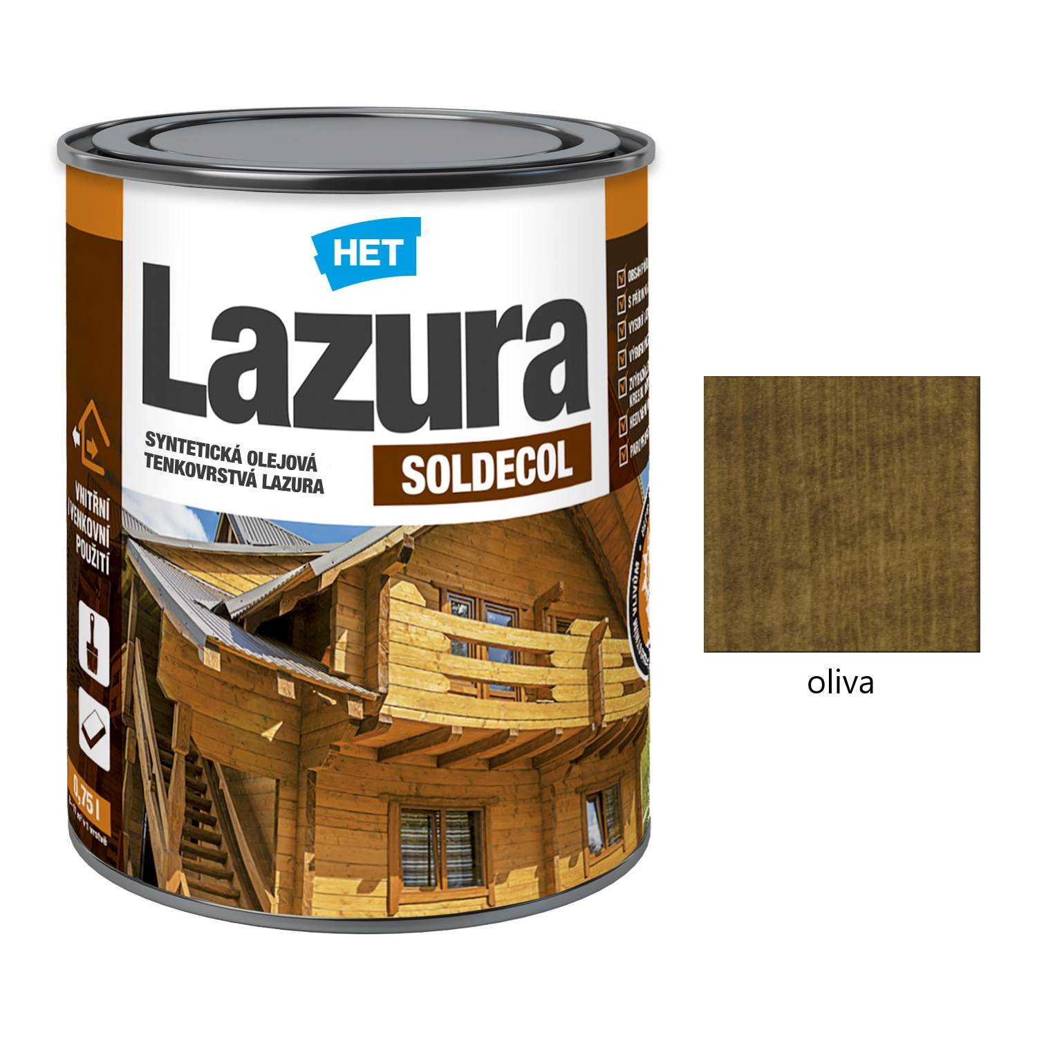 HET SOLDECOL Lazúra syntetická olejová tenkovrstvová lazúra na drevo - oliva 34