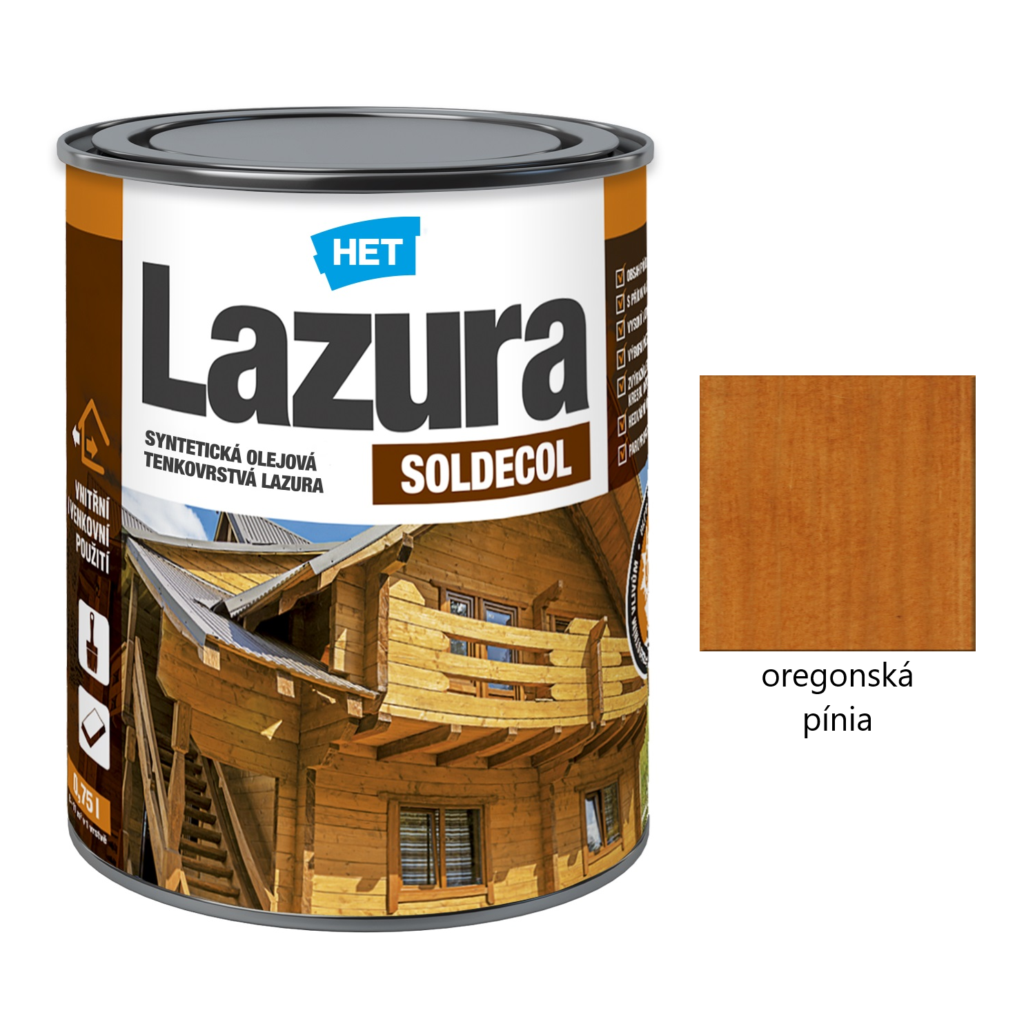 HET SOLDECOL Lazúra syntetická olejová tenkovrstvová lazúra na drevo - oregonská pínia 38