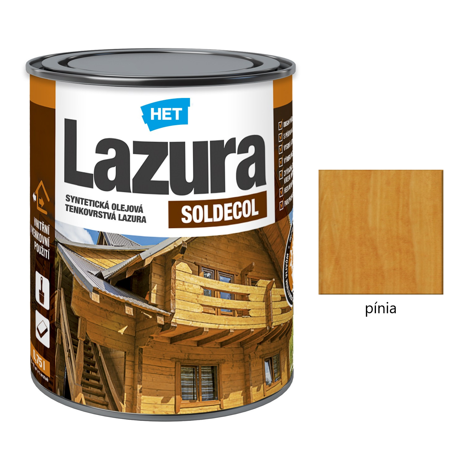 HET SOLDECOL Lazúra syntetická olejová tenkovrstvová lazúra na drevo - pínia 36