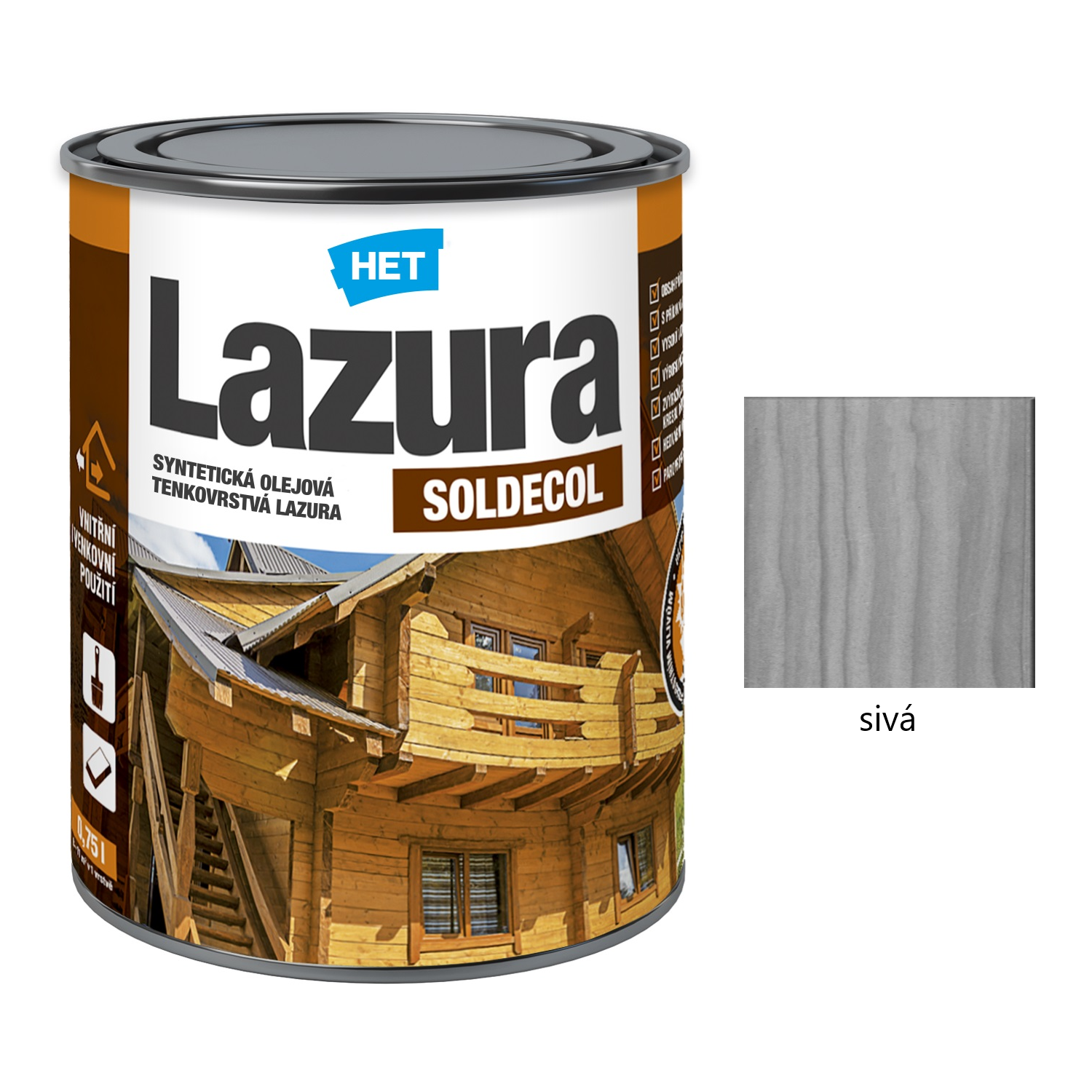 HET SOLDECOL Lazúra syntetická olejová tenkovrstvová lazúra na drevo - sivá 14