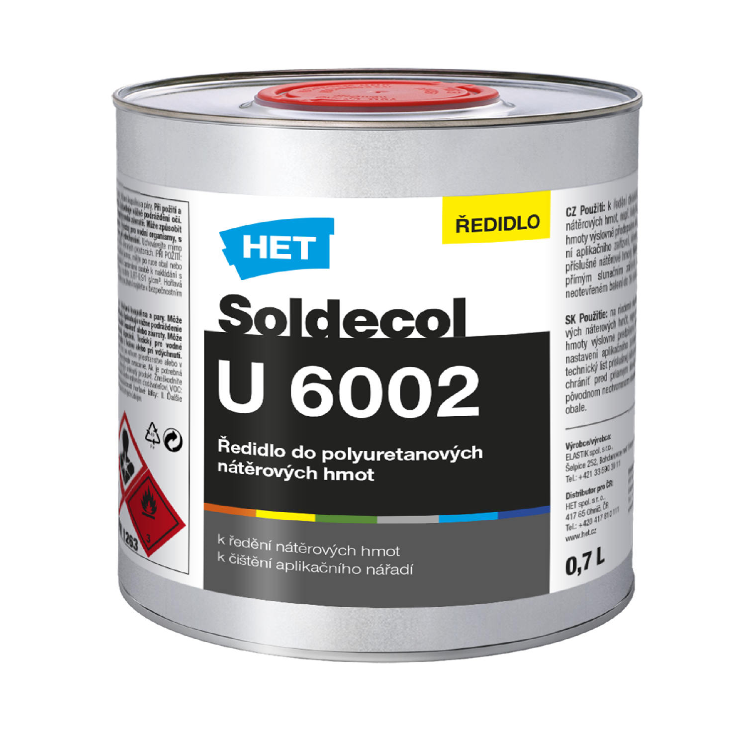 HET SOLDECOL U 6002 riedidlo do polyuretánových a akryl-uretánových farieb 0,7 l