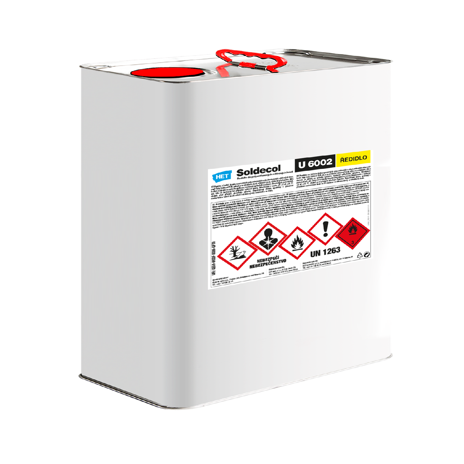 HET SOLDECOL U 6002 riedidlo do polyuretánových a akryl-uretánových farieb 9 l