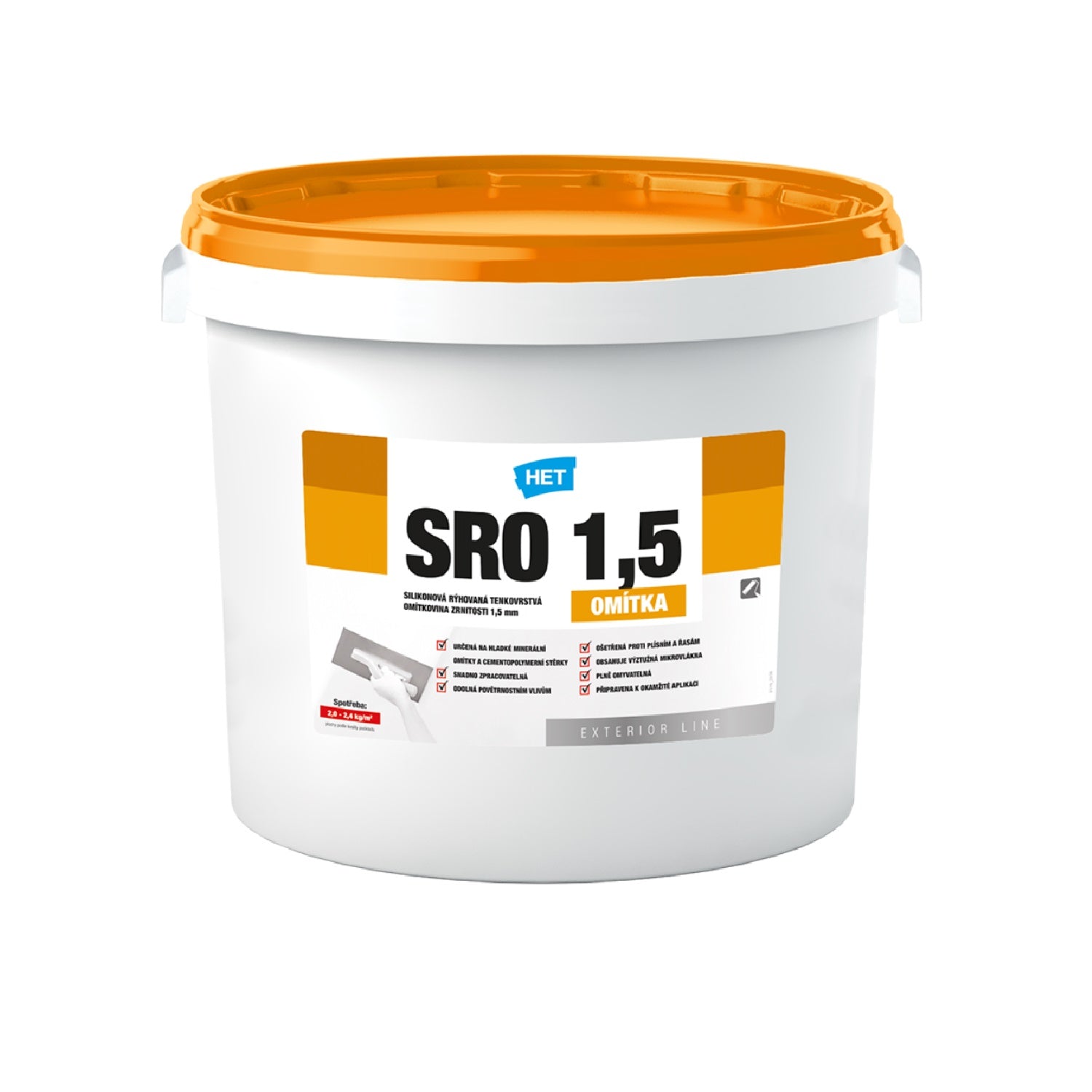 HET SRO ECO umývateľná silikónová ryhovaná fasádna omietka 1,5 25kg