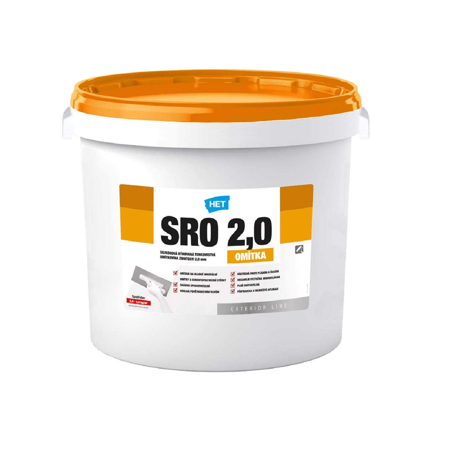 HET SRO ECO umývateľná silikónová ryhovaná fasádna omietka 2,0 25kg