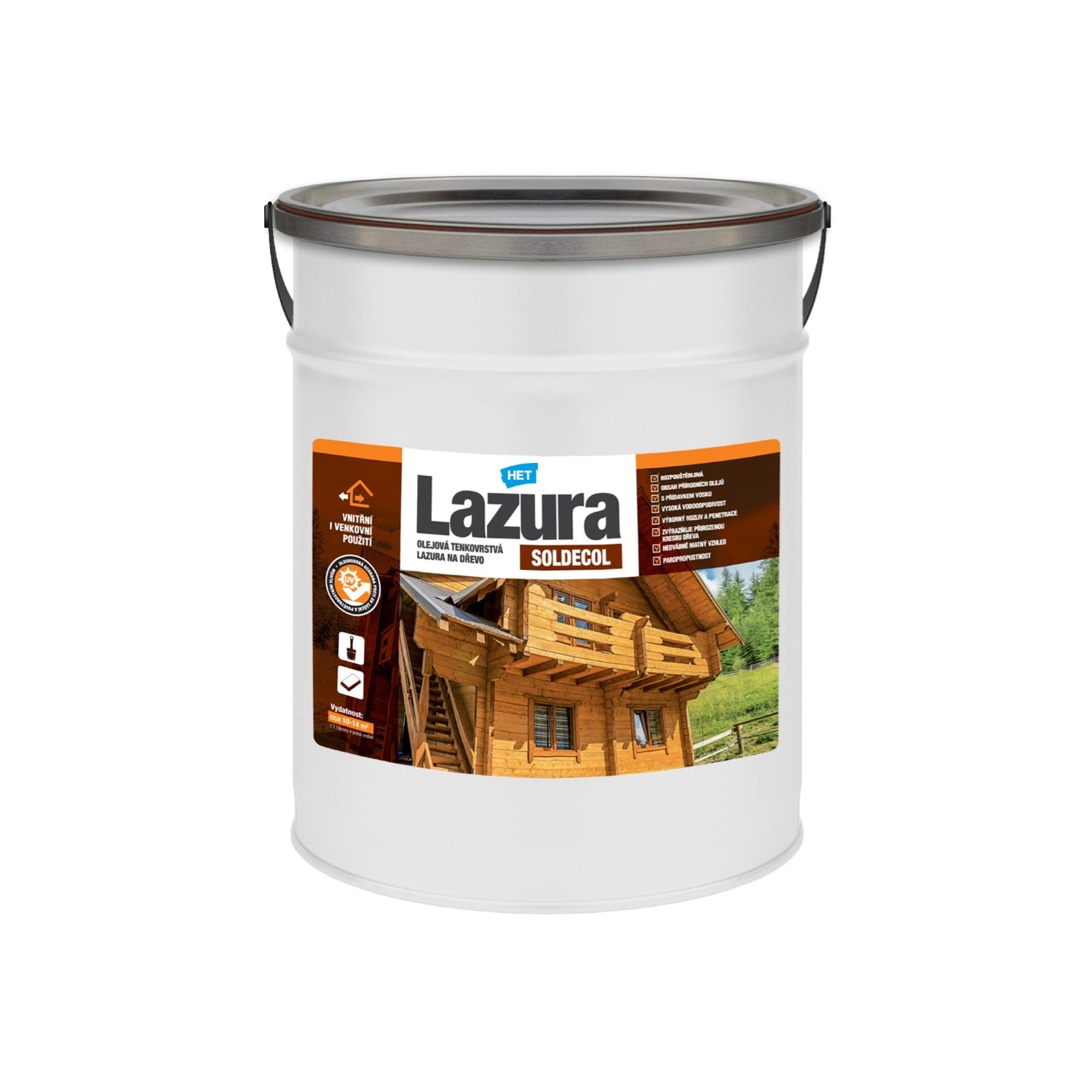 HET Soldecol Lazúra syntetická olejová tenkovrstvová lazúra na drevo 5 l