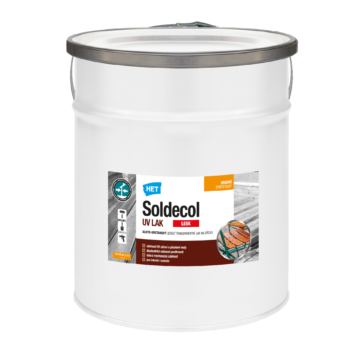 HET Soldecol UV LAK LESK lesklý transparentný lak na drevo 5 l