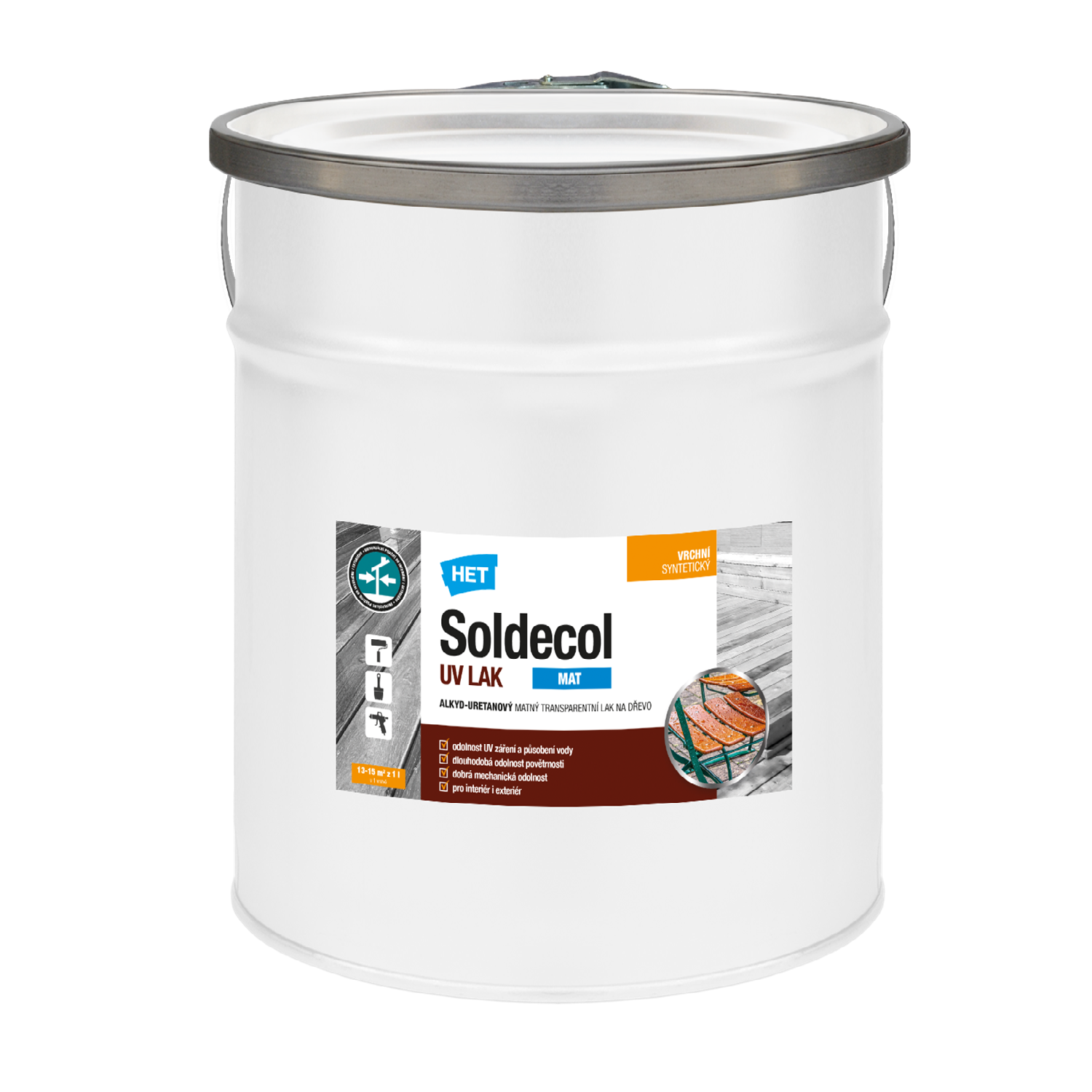 HET Soldecol UV LAK MAT alkyd-uretánový matný transparentný lak na drevo 5 l