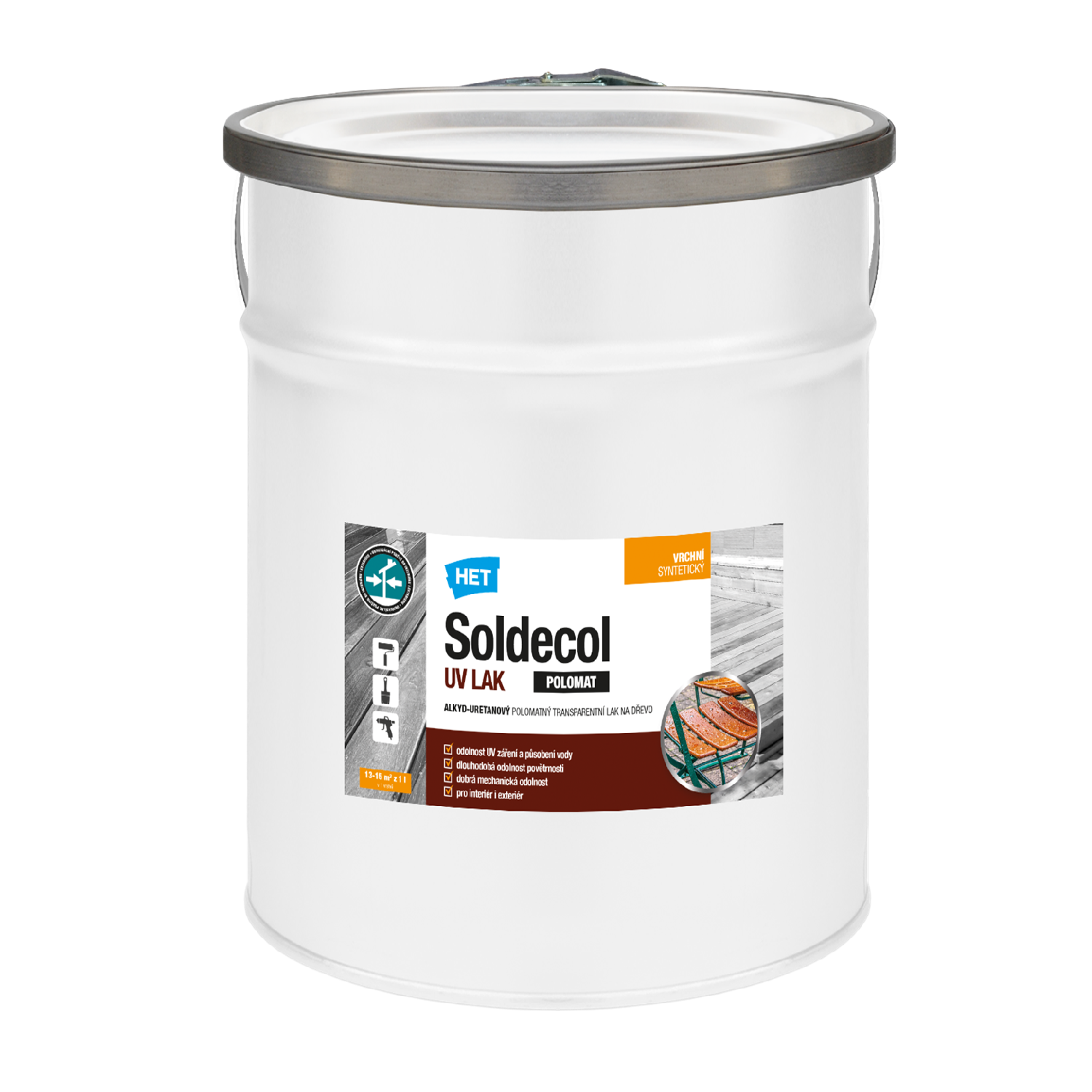 HET Soldecol UV LAK POLOMAT alkyd-uretánový polomatný transparentný lak na drevo 5 l