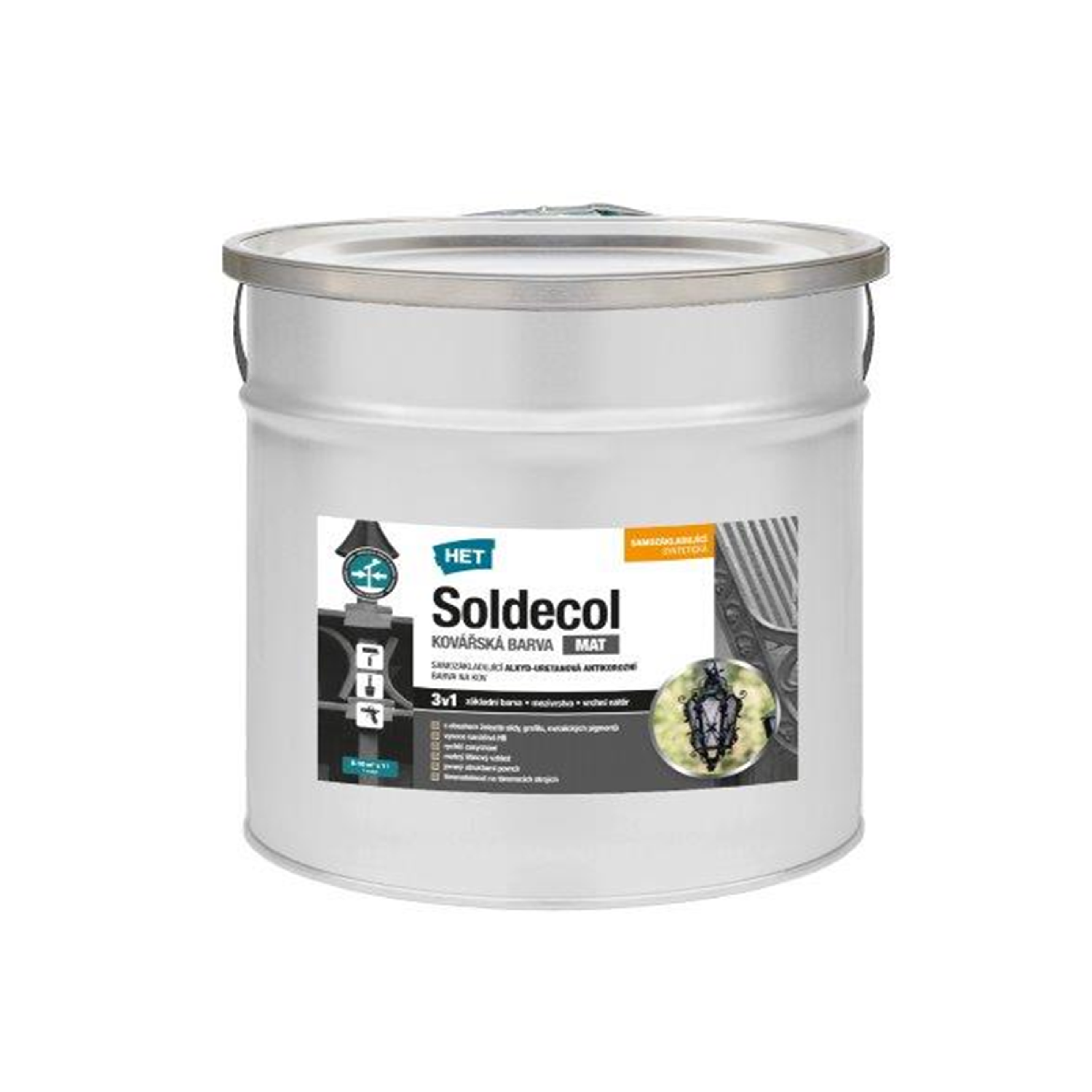 HET Soldecol šedá rýchloschnúca kováčska antikorózna farba na kov 5 l