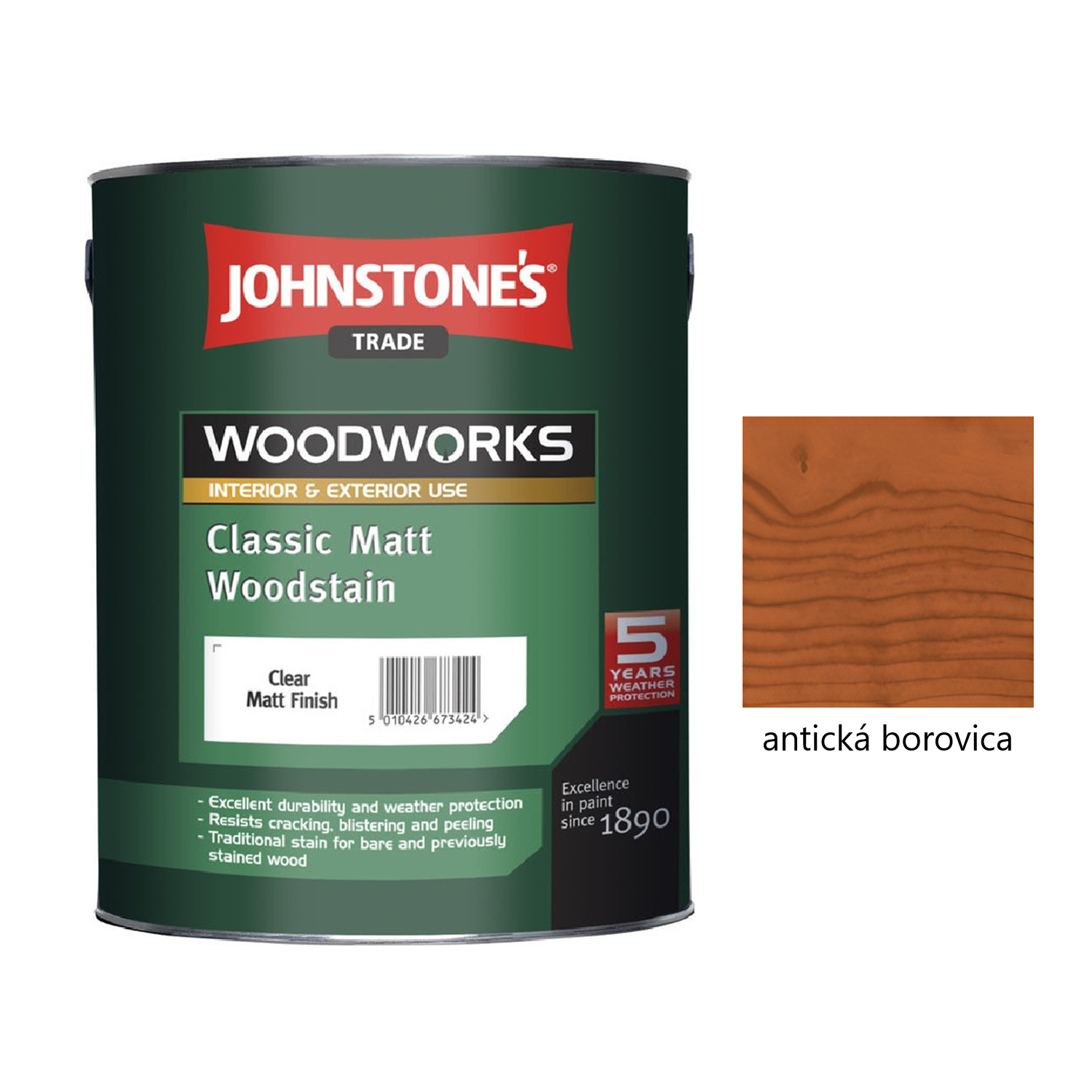 JOHNSTONE'S Classic Matt Woodstain tenkovrstvá lazúra na drevo - antická borovica