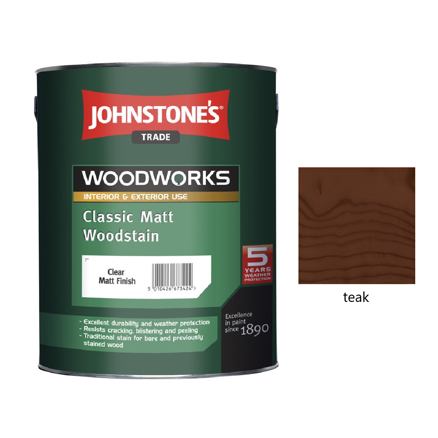 JOHNSTONE'S Classic Matt Woodstain tenkovrstvá lazúra na drevo - teak