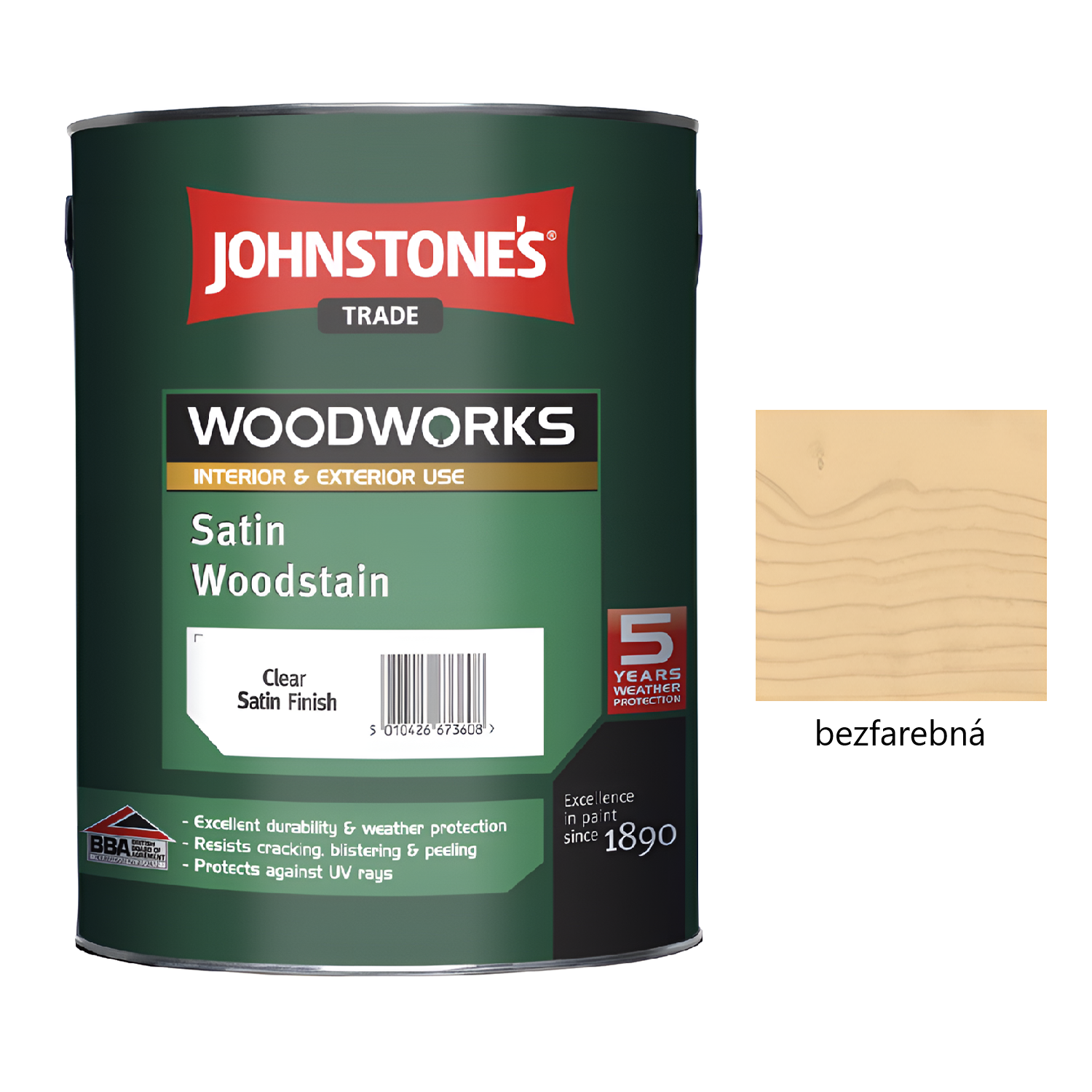 JOHNSTONE'S Satin Woodstain hrubovrstvá lazúra na drevo - bezfarebná