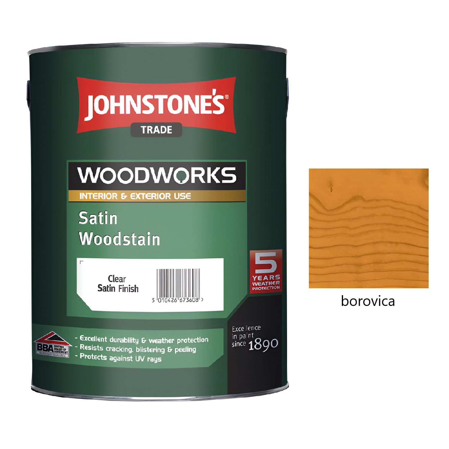 JOHNSTONE'S Satin Woodstain hrubovrstvá lazúra na drevo - borovica