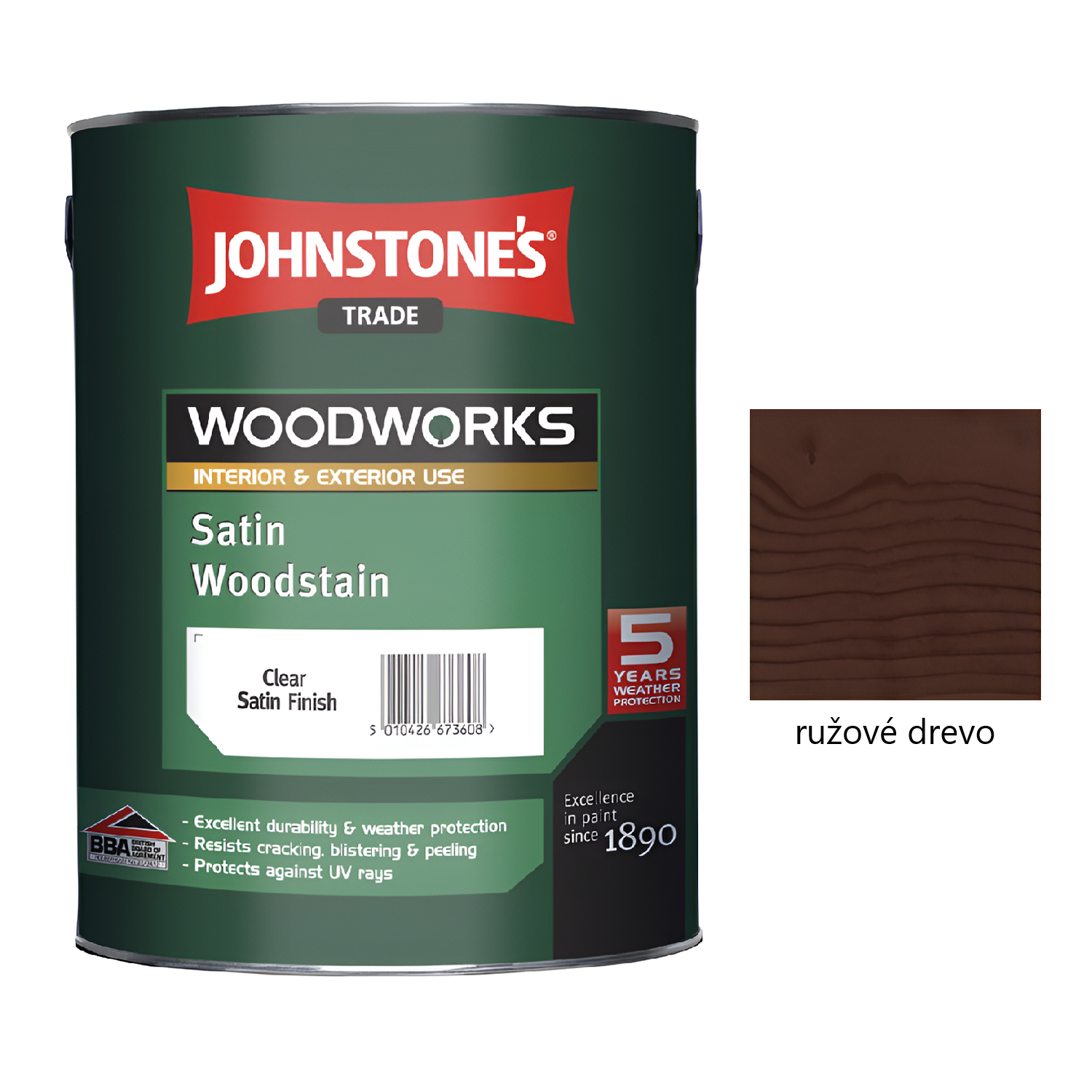 JOHNSTONE'S Satin Woodstain hrubovrstvá lazúra na drevo - ružové drevo
