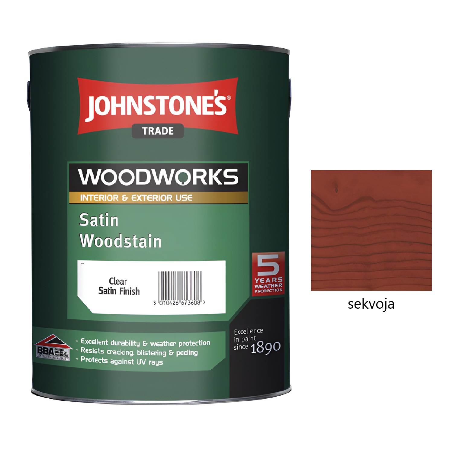 JOHNSTONE'S Satin Woodstain hrubovrstvá lazúra na drevo - sekvoja