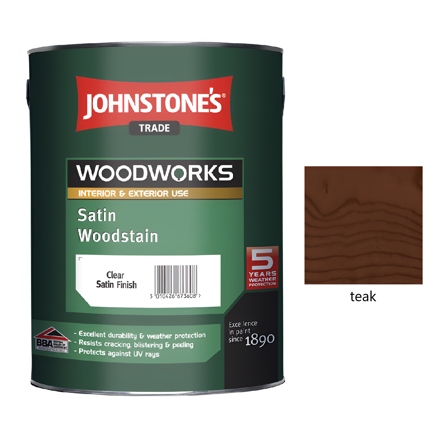 JOHNSTONE'S Satin Woodstain hrubovrstvá lazúra na drevo - teak