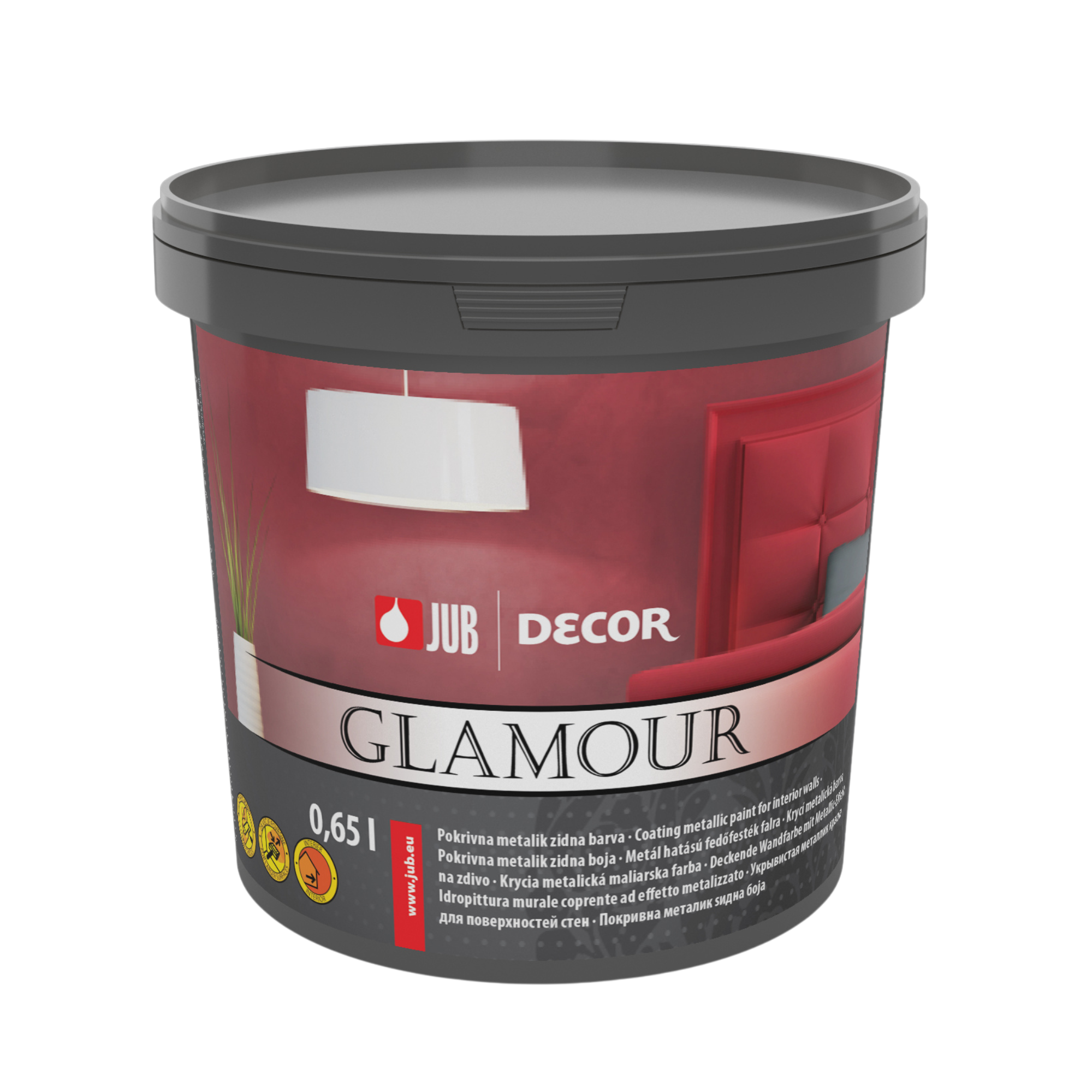 JUB DECOR Glamour umývateľná interiérová metalická farba na stenu 0,65 l