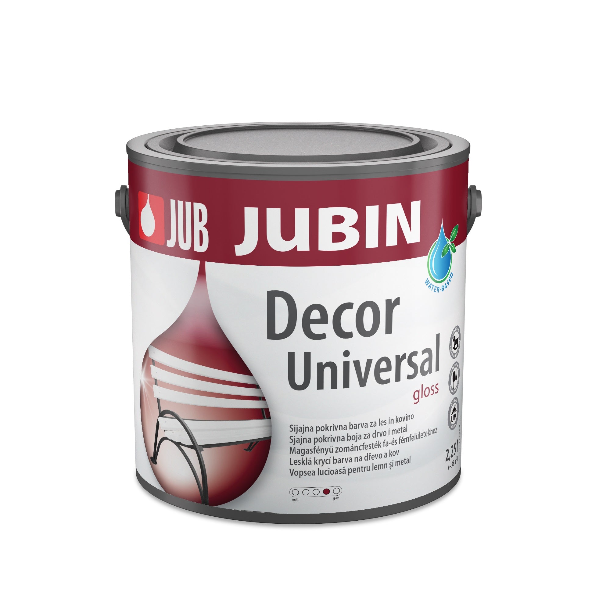 JUB JUBIN Decor Universal akrylátová krycia farba na drevo a kov gloss 2,25 l