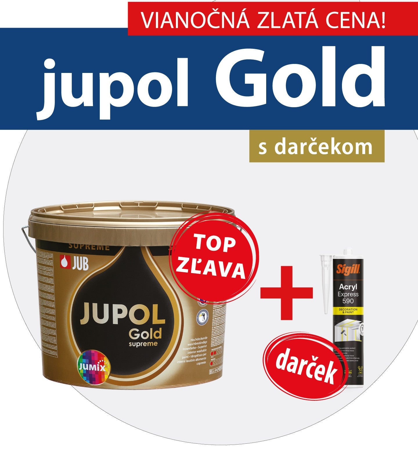 JUB JUPOL Gold supreme biela interiérová umývateľná maliarska farba + darček