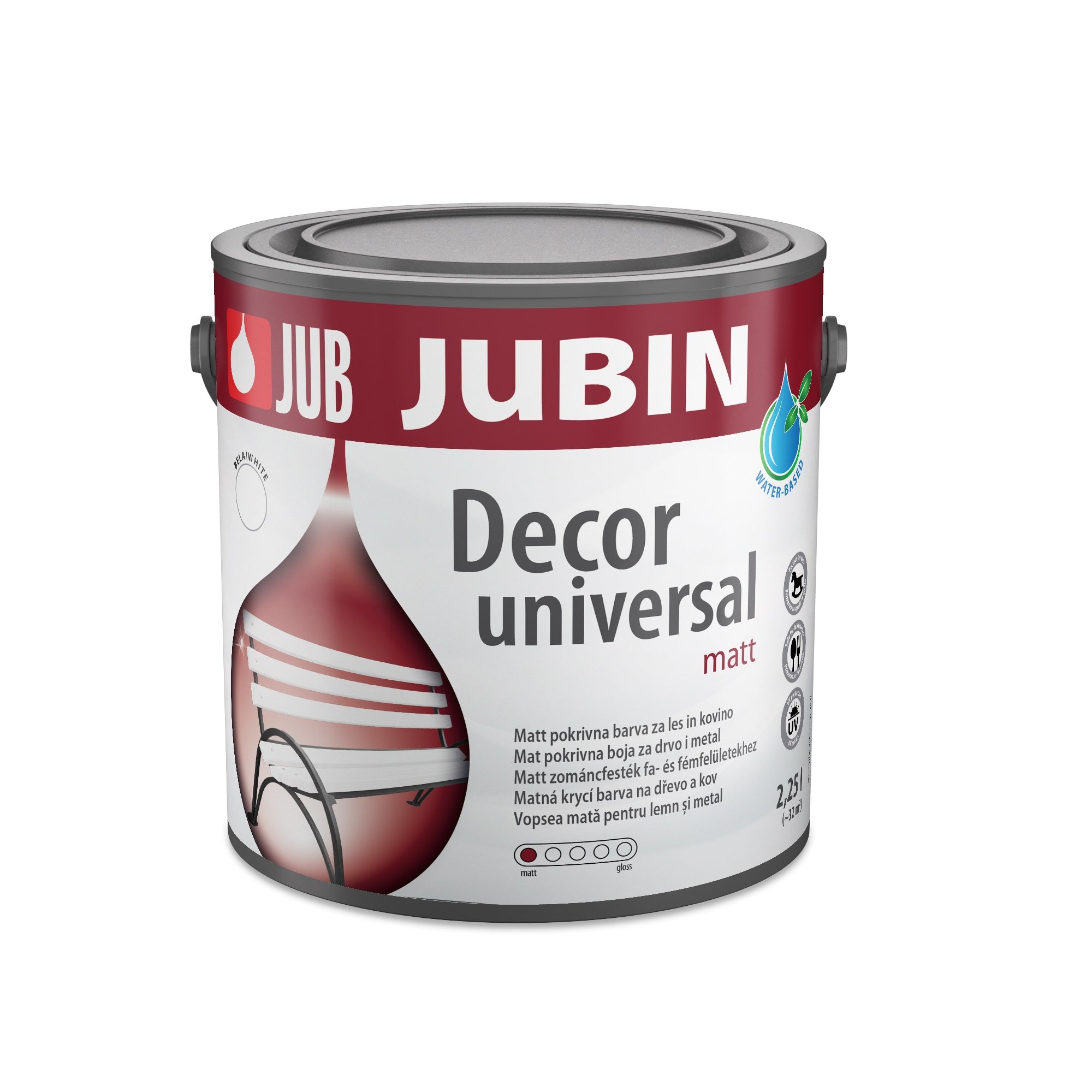 JUB JUBIN Decor Universal akrylátová krycia farba na drevo a kov matt 2,25 l