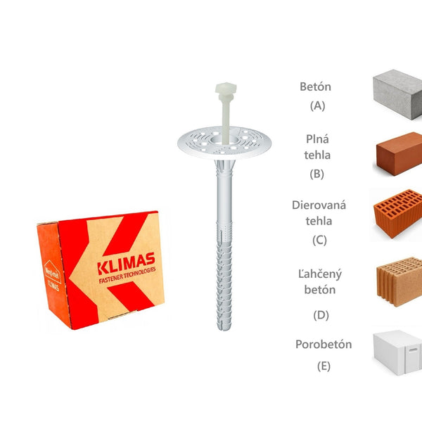 KLIMAS Wkret-met LTX-10 Tanierová hmoždinka s plastovým tŕňom a skrátenou expanznou zónou Ø10 mm