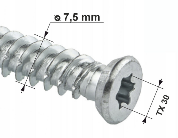 KLIMAS Wkret-met WHO Ø7,5 mm turboskrutka kalená s plochou hlavou TX-30