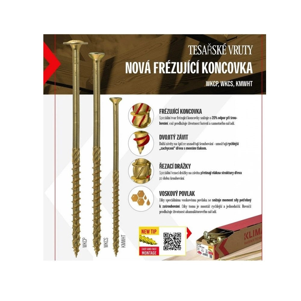 KLIMAS Wkret-met WKCP Ø10 mm TX-40 konštrukčná skrutka do dreva s tanierovou hlavou