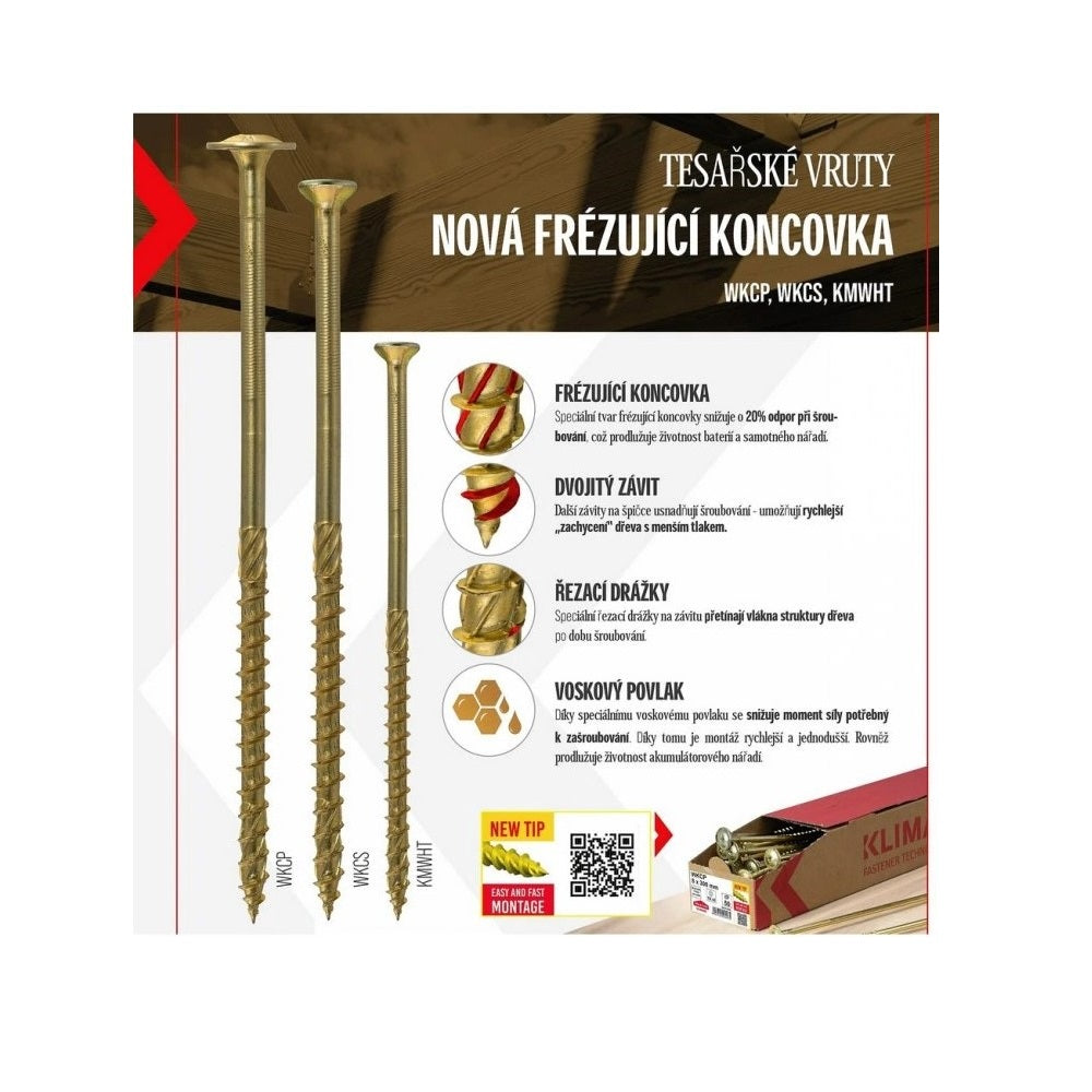 KLIMAS Wkret-met WKCP Ø8 mm TX-40 konštrukčná skrutka do dreva s tanierovou hlavou