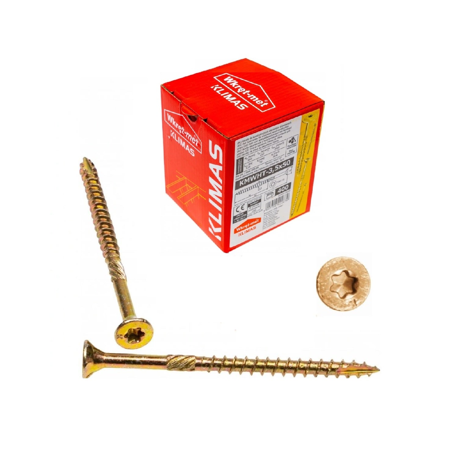 KLIMAS Wkret-met WKCS Ø3,5x50 mm TX-15 konštrukčná skrutka do dreva so zápustnou hlavou