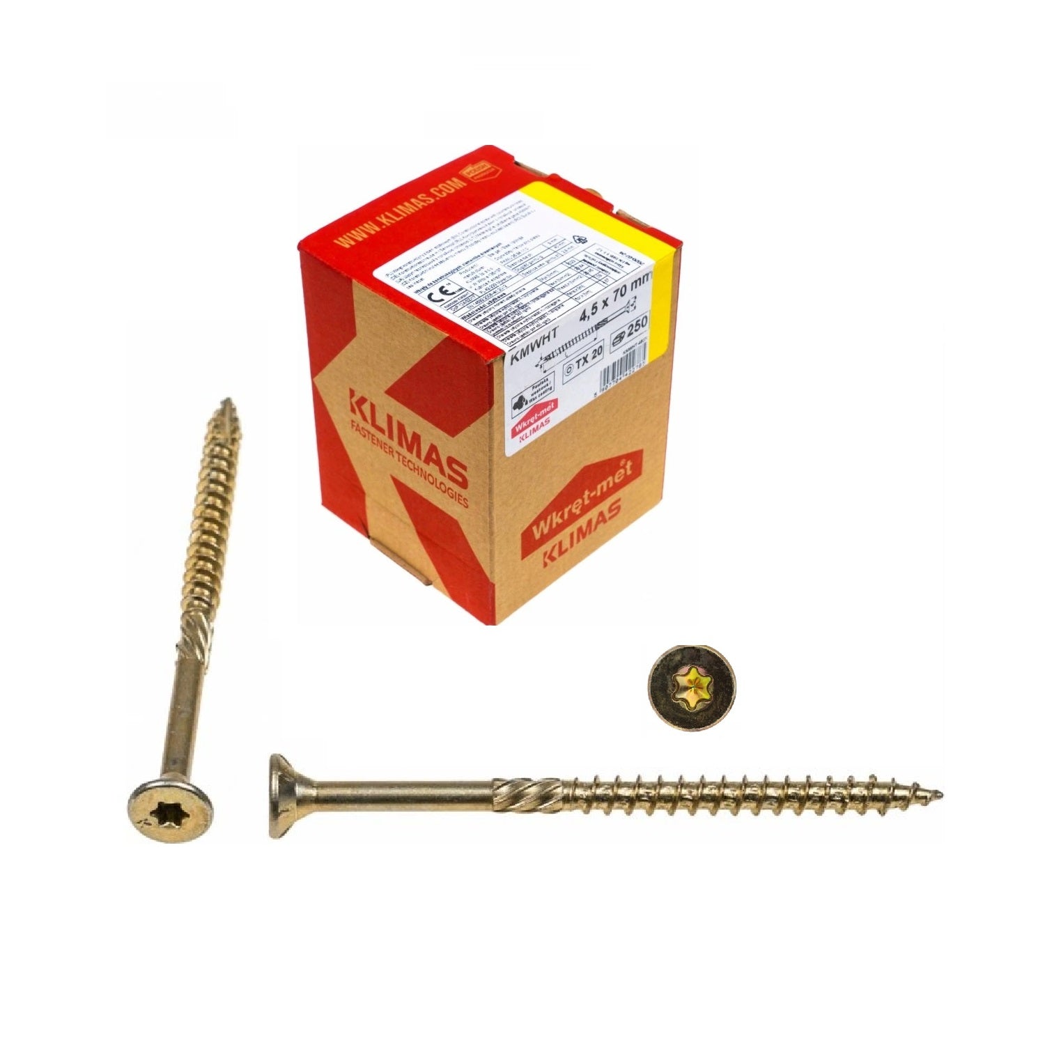 KLIMAS Wkret-met WKCS Ø4,5x70 mm TX-20 konštrukčná skrutka do dreva so zápustnou hlavou